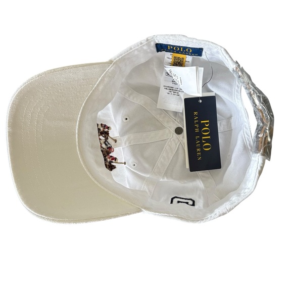 🆕 Polo Ralph Lauren White Triple Pony Hat Adjustable Brown Leather strap OS - Picture 6 of 6